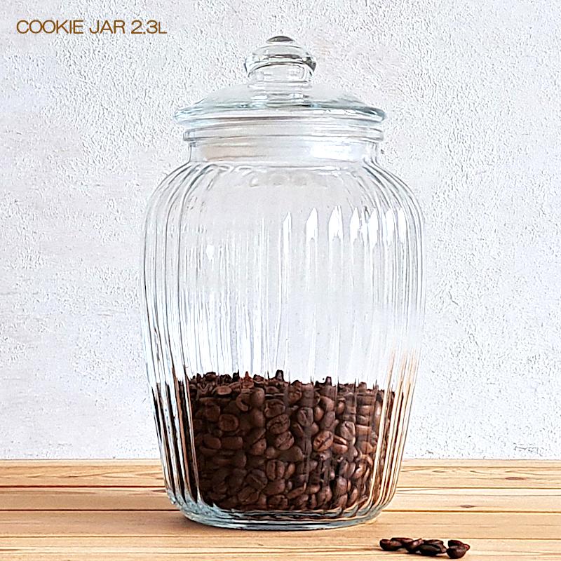 米びつ ガラス 2.3L アンティーク クッキージャー 2.3kg ガラス容器