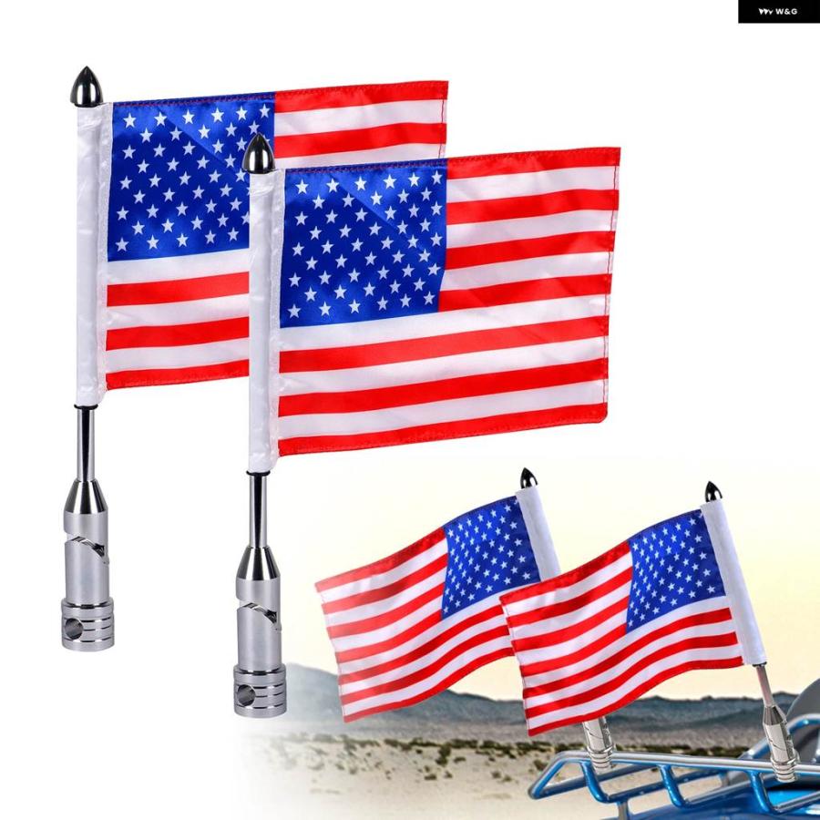 並行輸入品2個 オートバイ 折りたたみ 式 90° フラッグポール マウント アメリカ国旗キット 付き1/2インチ キャリア ハーレー ロード キング ホンダ ゴ_1
