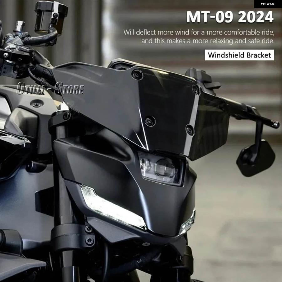 並行輸入品バイク アクセサリー ブラック フロントガラス ブラケット 風はそり ヤマハ MT-09 SP2024 2025_8