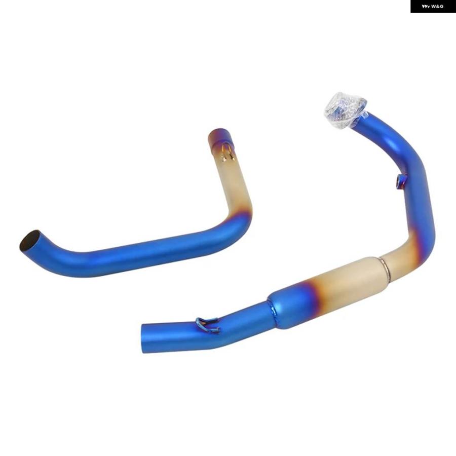 並行輸入品ベネリ スリップオン TNT125 TNT 125 2017年2022年モデル バイク フルエキゾースト システム ブルーフロントミッドリンク パイプ ESCPAE_4