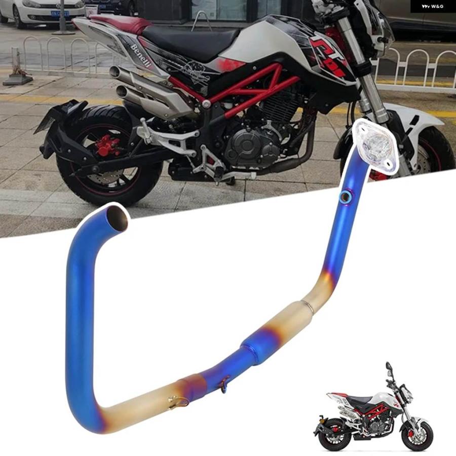 並行輸入品ベネリ スリップオン TNT125 TNT 125 2017年2022年モデル バイク フルエキゾースト システム ブルーフロントミッドリンク パイプ ESCPAE_7