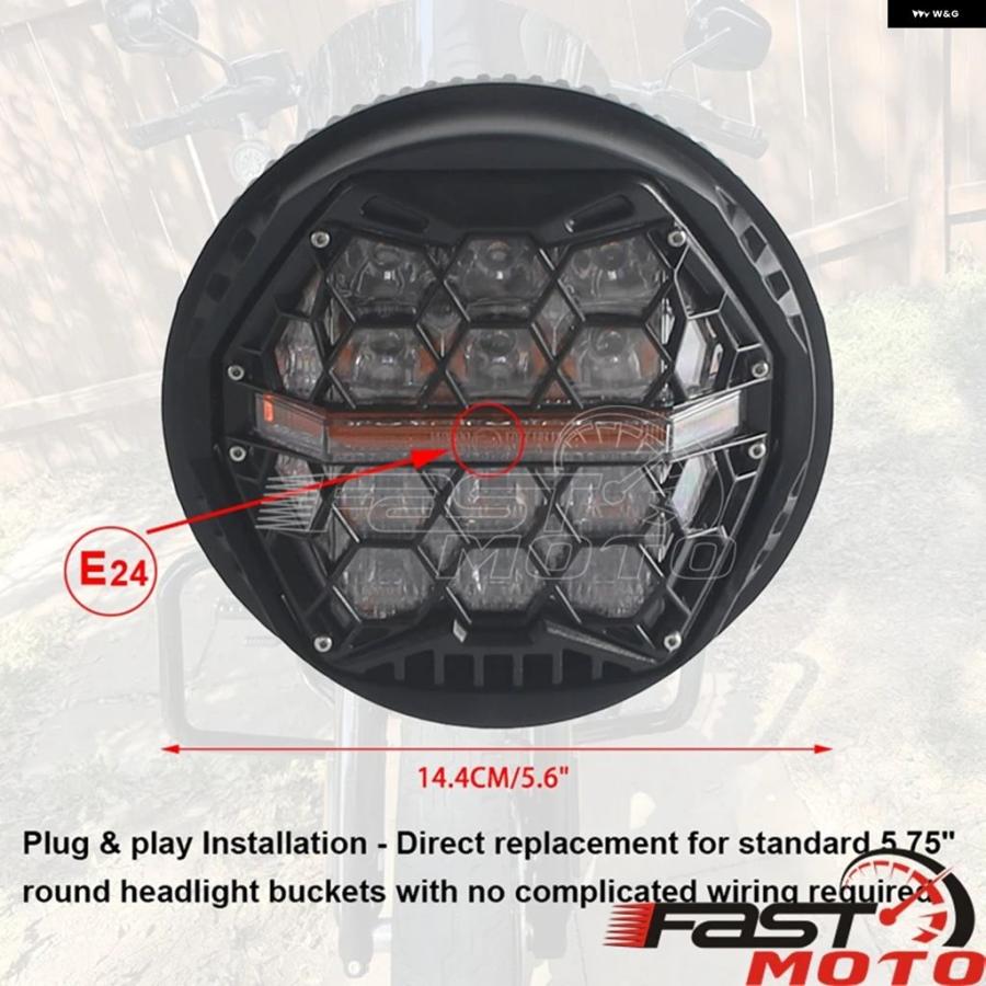 ブランド登録なし - 並行輸入品 5.75in 自動二輪車 LED 前照灯 5-3/4in 上端照明ランプ DRL ご機嫌/ロービーム 上端照明ランプ ともし火 E24 E見澄ます ハーレー ダイナ ソフテ