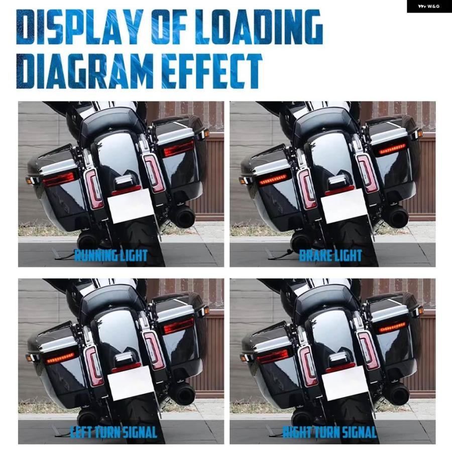 並行輸入品オートバイ サドルバッグ LED サイドライト リアウィンカー ブレーキ ラン テールライト ハーレー ツーリング ロード ストリート グライド FL_3