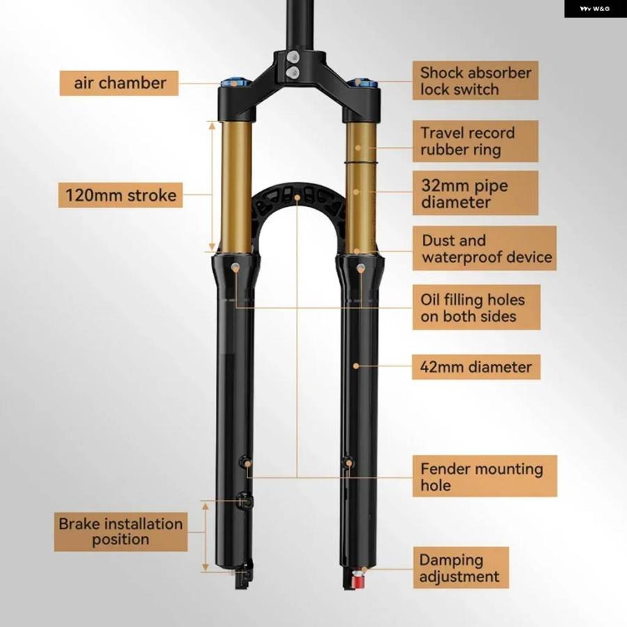 120mm ストロークマウンテン バイクフロント フォーク 26インチ 自転車