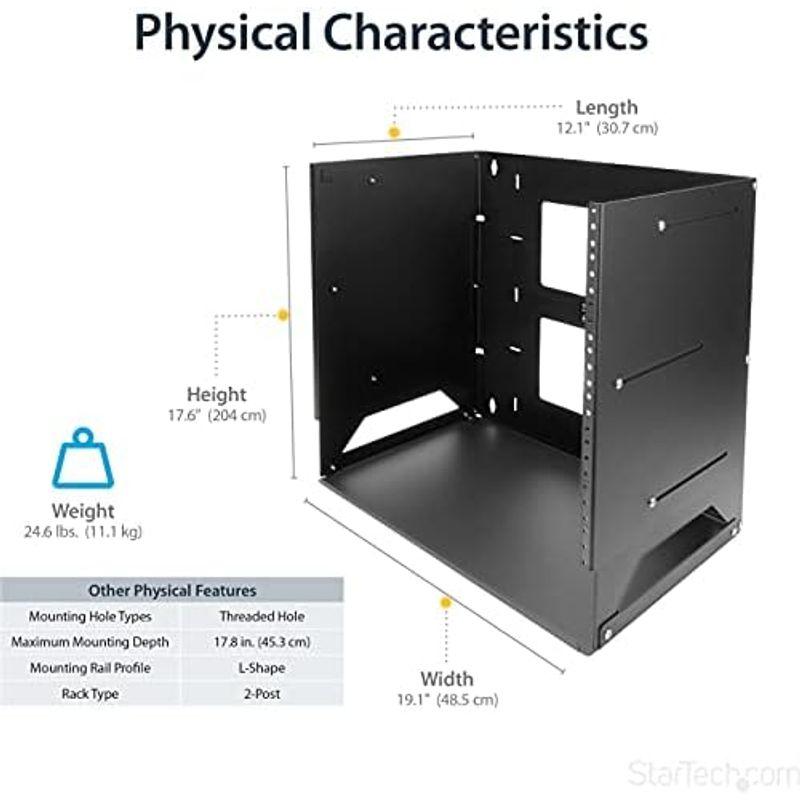 お見舞い StarTech.com 壁掛け型ウォールラック 棚板付属 スチール製 8U WALLSHELF8U