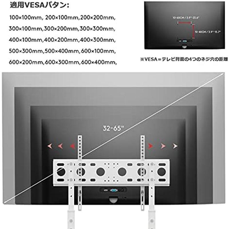 GPU性能を高めた UNHO テレビスタンド 壁寄せ テレビ台 白 ハイタイプ 薄型 tvスタンド 32?65インチ 液晶テレビ モニター 耐荷重40? 高さ調