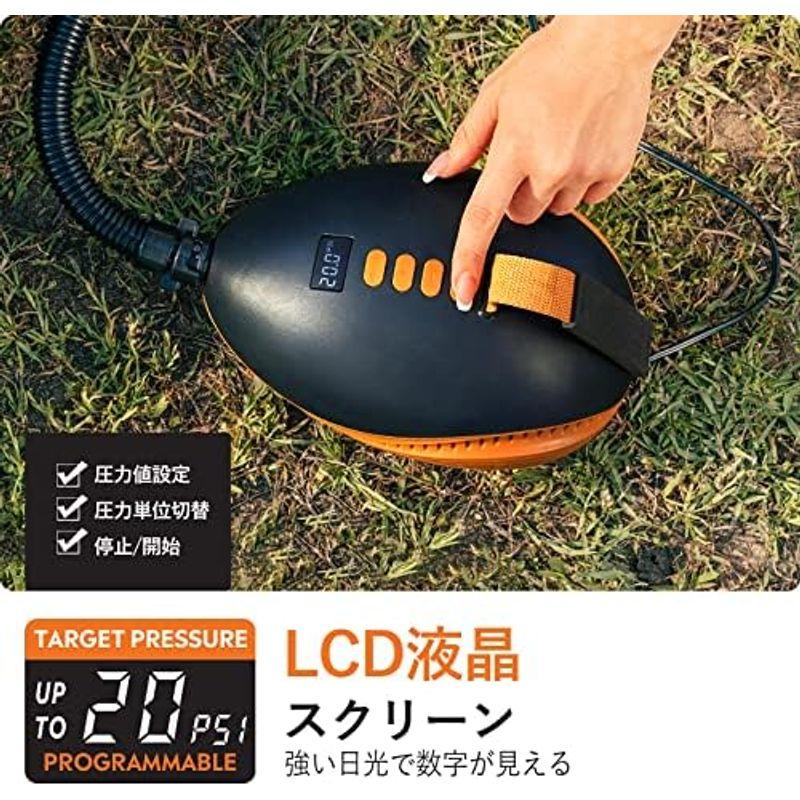 OUTDOORMASTER 電動エアーポンプ 空気入れ 20psi 日光可読LCD 数値表示 液晶スクリーン ポータブルポンプ インフレータ｜dailyfactory｜06