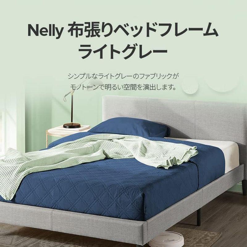 【SALE／55%OFF】 ZINUS 布張り ベッドフレーム ダブル Nelly Upholstered Platform OPPグレー 木製 すのこ 静音 布張り