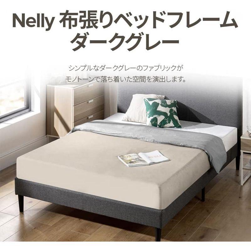 【SALE／55%OFF】 ZINUS 布張り ベッドフレーム ダブル Nelly Upholstered Platform OPPグレー 木製 すのこ 静音 布張り