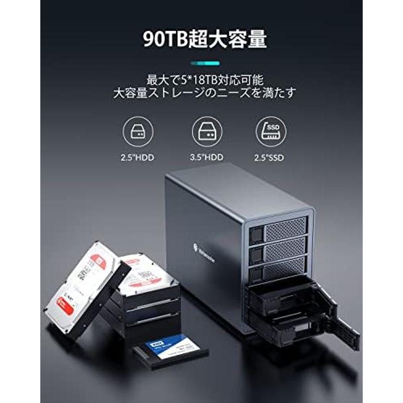 Yottamaster HDDケース 3.5インチ USB3.0接続 5Bay ハードディスクケース SATA3.0対応 18TB×5台搭載｜dailyfactory｜14