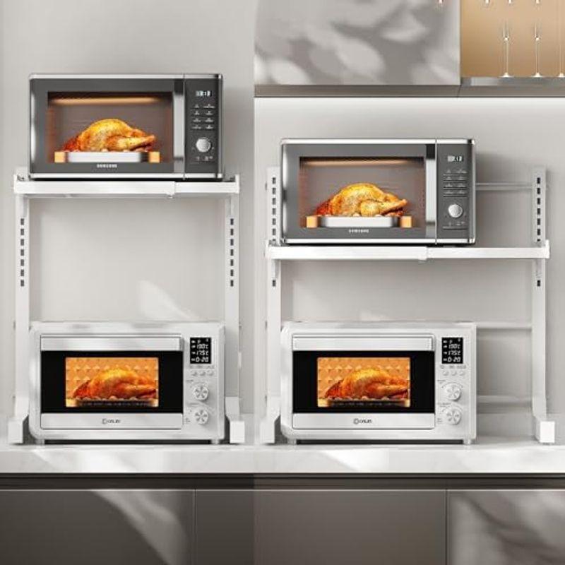 販促ツール ABCOOL引き込み式調節可能2軸キッチンベーカーオーブンラック、拡張可能で高さ調節可能な炭素鋼シェルフカウンターカウンター3クリップフック