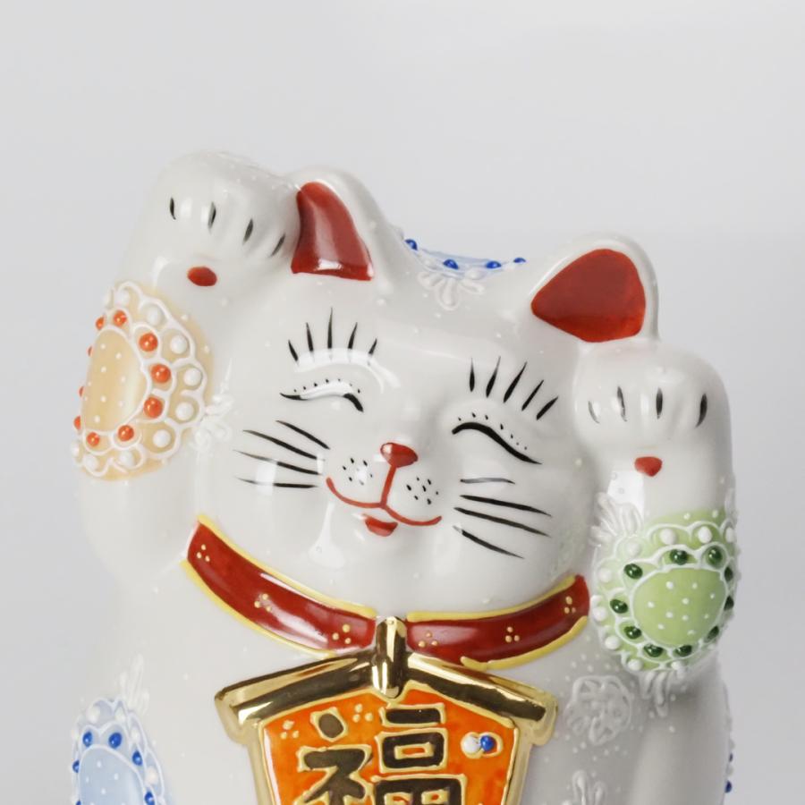 九谷焼 招き猫 まねき猫 4.5号 絵馬 白盛 置物 置き物 開運 金運 商売