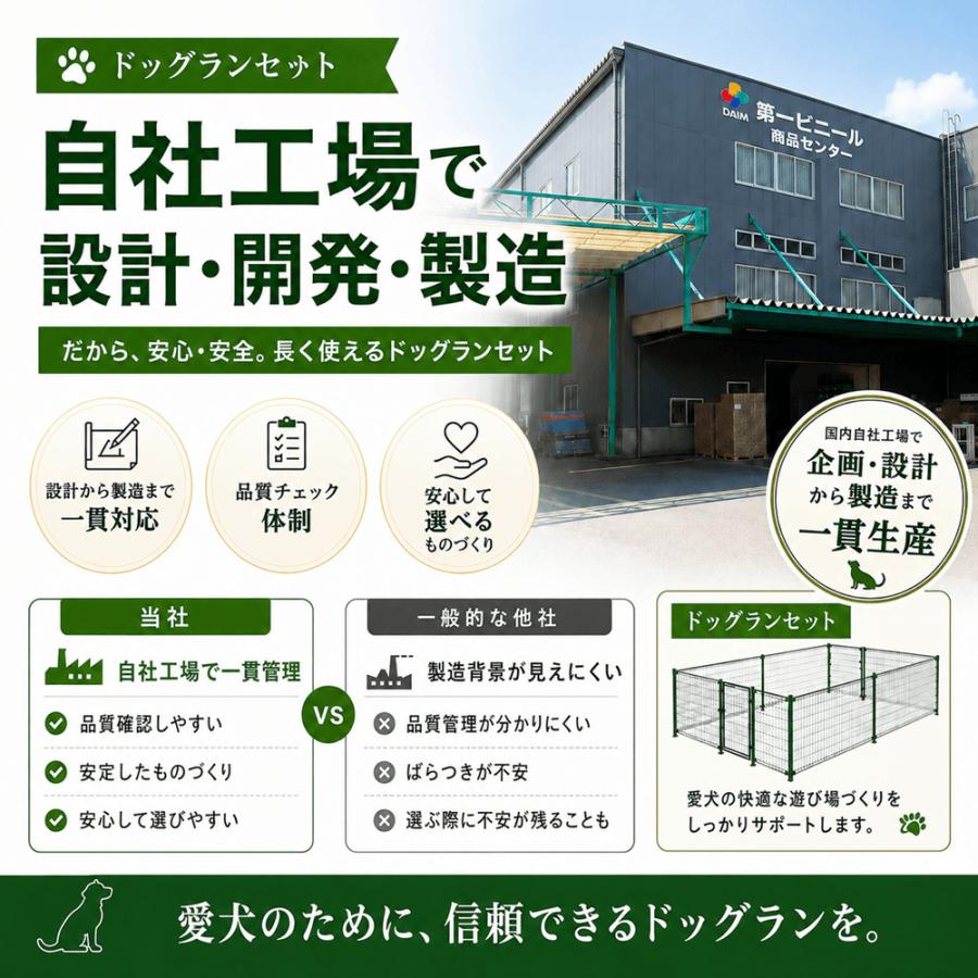 DAIM ドッグラン フェンス 屋外 高さ90cm 全長20m ドア付き サークル