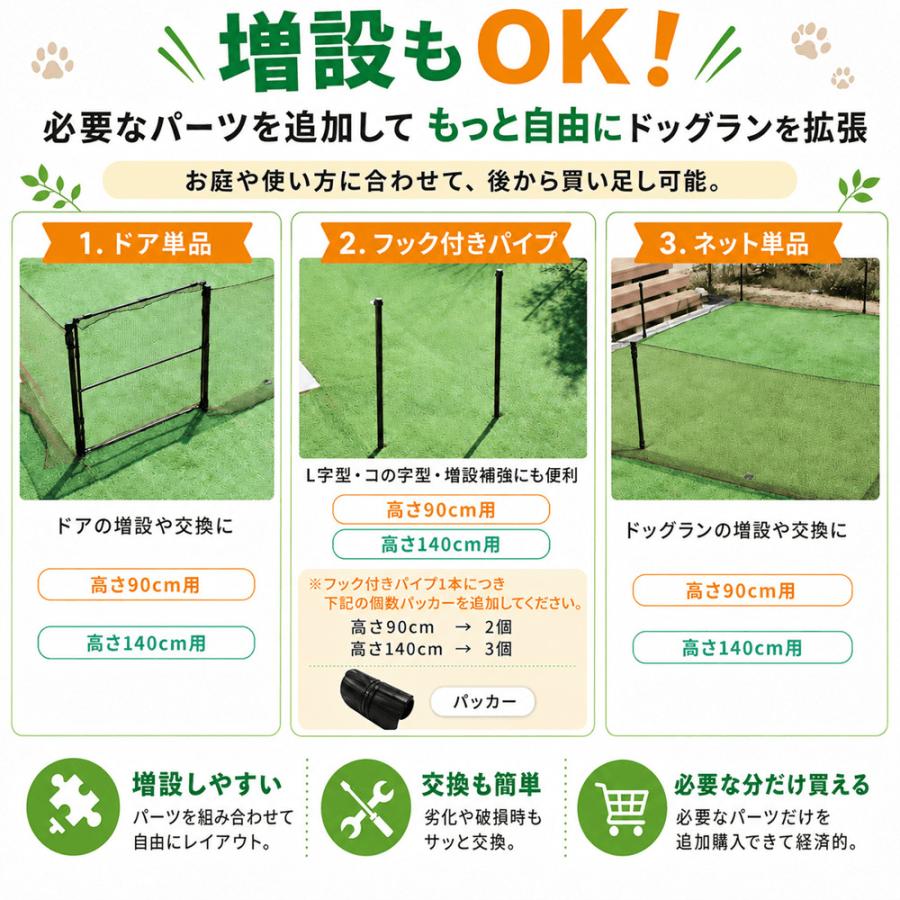DAIM ドッグラン フェンス 屋外 高さ90cm 全長20m ドア付き サークル