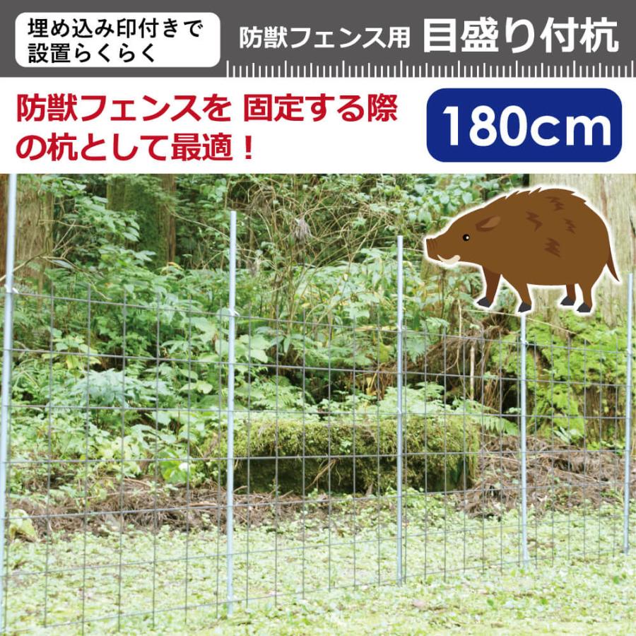 daim　防獣フェンス用目盛り付き杭直径19mm　180cm　50本入　ドッグラン　電柵　動物避け　ネット設置　ポール　獣避け　防獣フェンス　防獣　電気柵　電柵杭　支柱