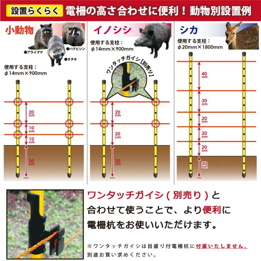 電柵ポール　支柱　杭 Amazon | DAIM 電気柵用FRP支柱 ガイシ付 ポール 直径14mm 90cm 10本