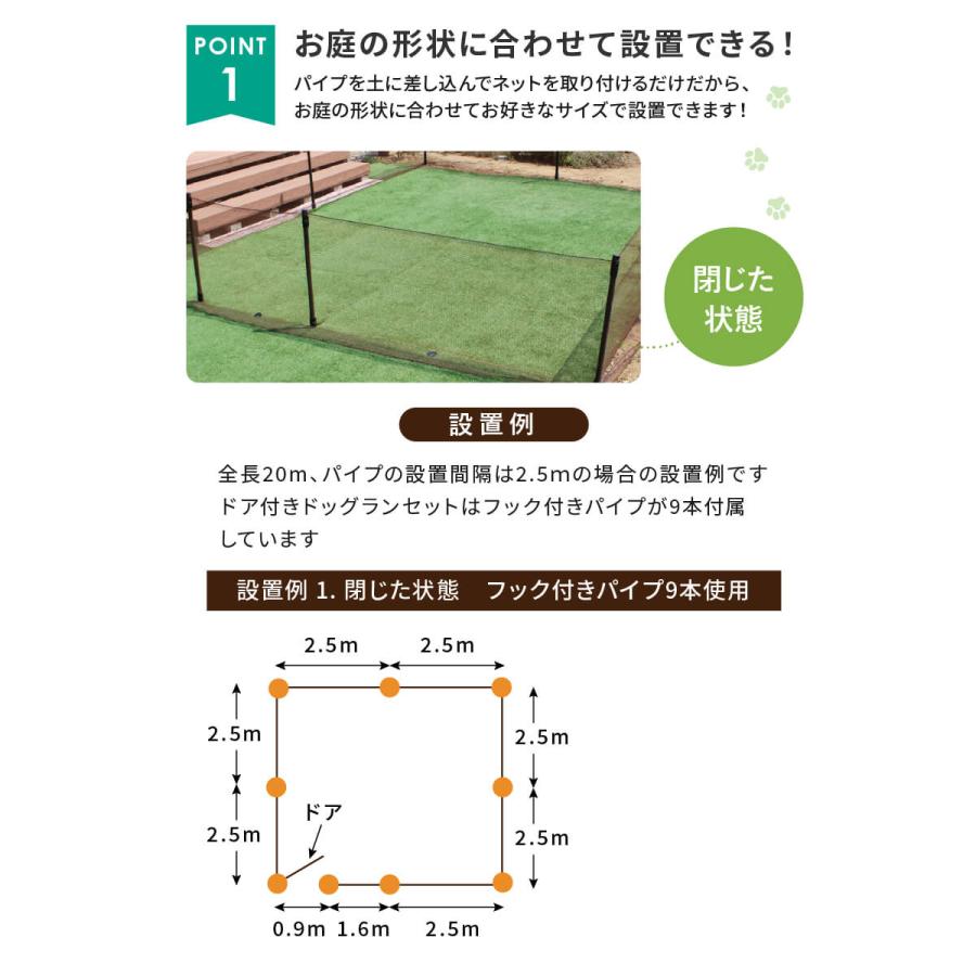 4342 ドッグランセット ドア付き 高さ90全長20m ドッグサークル 動物