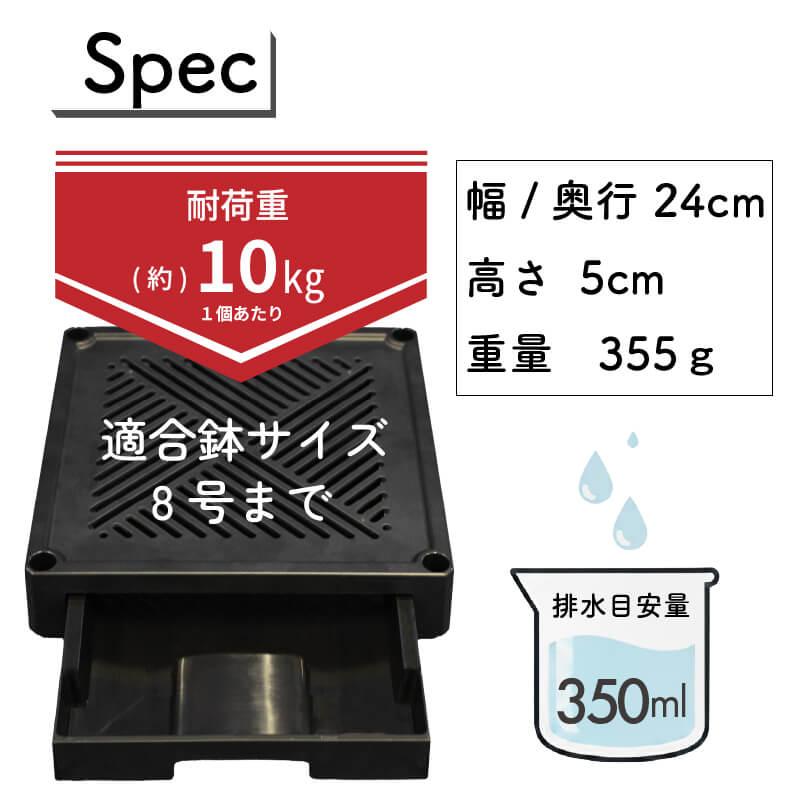 DAIM どこでもブラックベース 24cm 排水トレイ付き 水受け付き 鉢