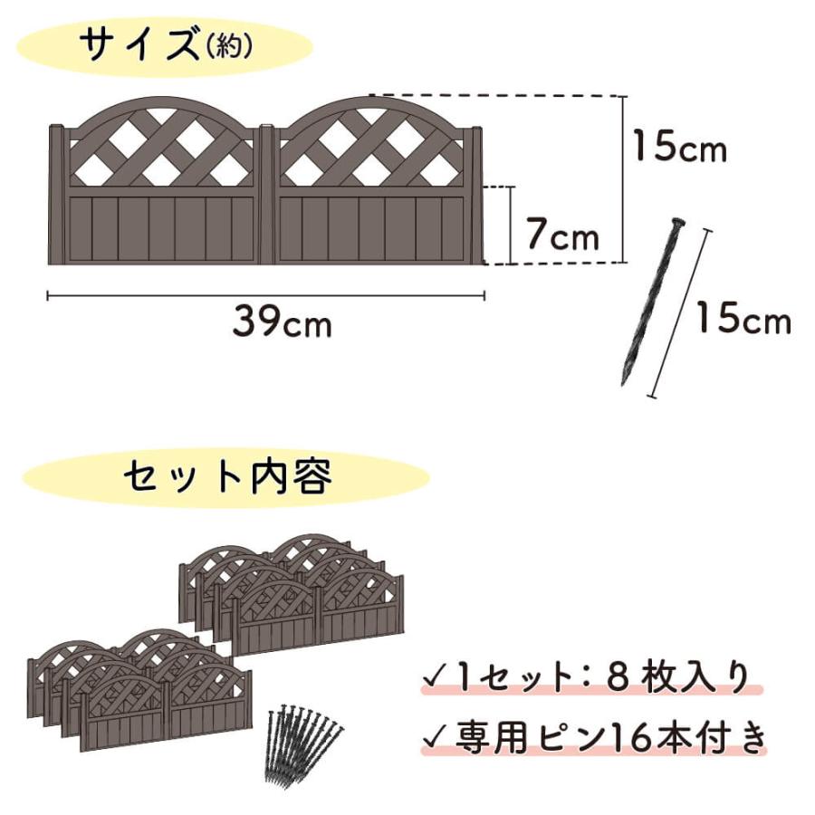 DAIM 花壇 フェンス 土留め おてがる花壇のデコフェンス 8枚入 約3m 全