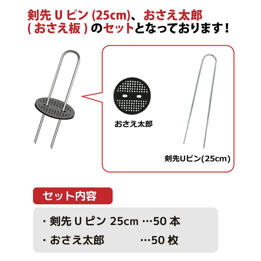 DAIM 防草シート固定Uピン板付きセット 剣先Uピン 25cm 50個入 防草 防