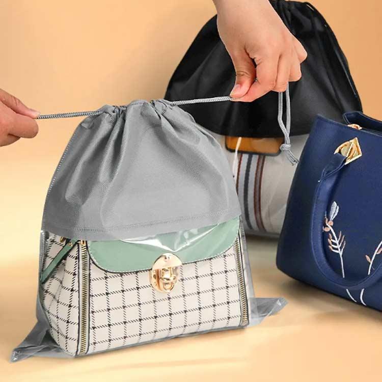 クリア 巾着袋 保管 10枚セット バッグ保護 整理 バッグ保護 防塵 中が見える収納 袋 巾着 バッグ収納袋 見やすい 鞄保管用 バッグ収納袋 折り |  | 01