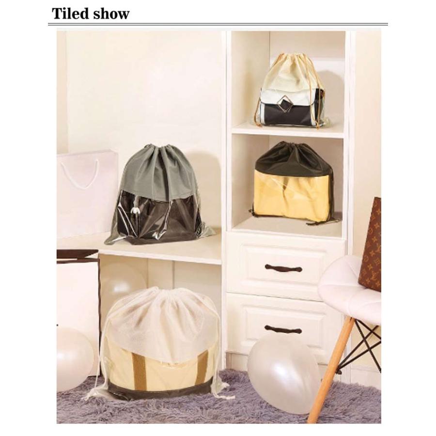 クリア 巾着袋 保管 10枚セット バッグ保護 整理 バッグ保護 防塵 中が見える収納 袋 巾着 バッグ収納袋 見やすい 鞄保管用 バッグ収納袋 折り |  | 07