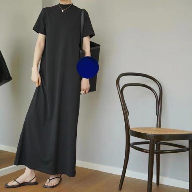 ロングワンピース 大人カジュアル 無地 ワンピース 半袖 シンプル ハイネック 着痩せ カットソー マキシ丈 レディース 無地 きれいめ カジュアルワ |  | 04