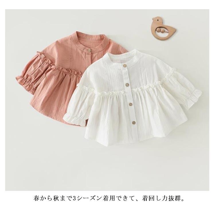 キッズ ブラウス ベビーシャツ カットソー 無地 子供服 子ども 女の子 トップス 長袖 子供服 長袖トップス かわいい 可愛い おしゃれ ナチュラル｜daim-store｜10