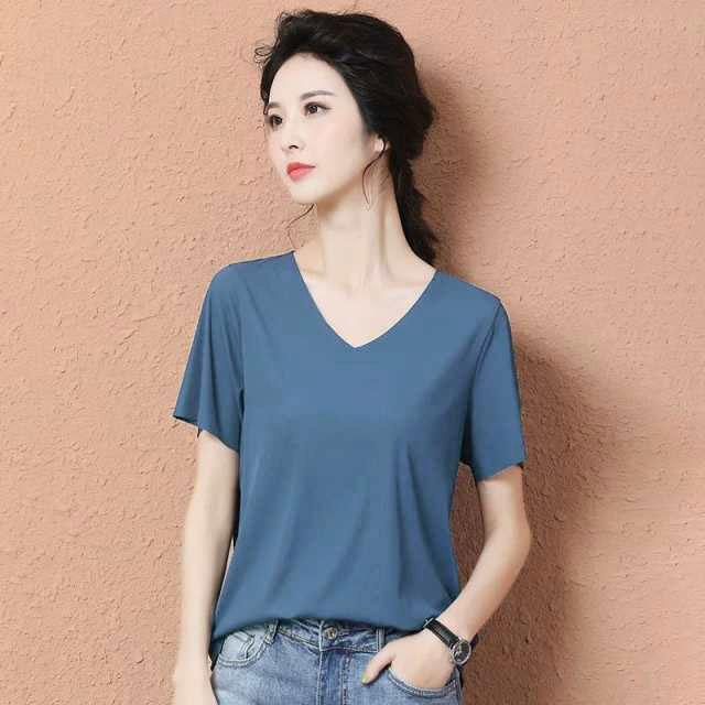 送料無料 Tシャツ 半袖 接触冷感 レディース tシャツ カットソー Vネック イレギュラー ストレッチ トップス 半袖 大きサイズ おしゃれ 可愛い | 