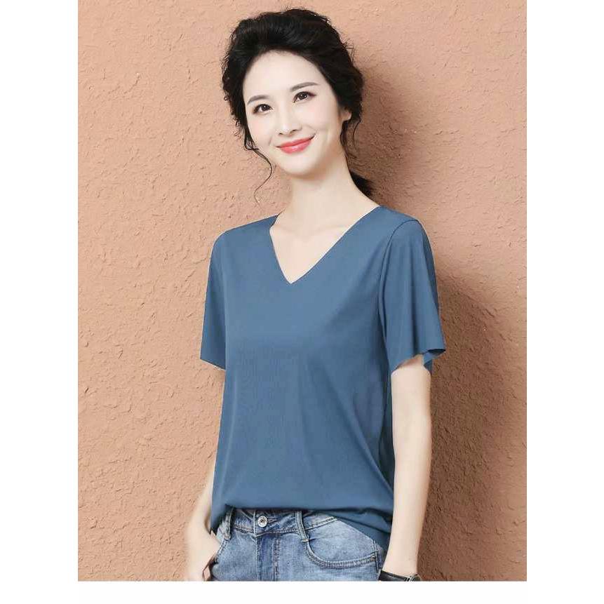 送料無料 Tシャツ 半袖 接触冷感 レディース tシャツ カットソー Vネック イレギュラー ストレッチ トップス 半袖 大きサイズ おしゃれ 可愛い |  | 06