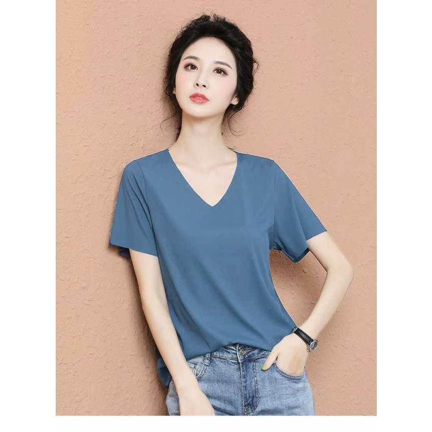 送料無料 Tシャツ 半袖 接触冷感 レディース tシャツ カットソー Vネック イレギュラー ストレッチ トップス 半袖 大きサイズ おしゃれ 可愛い |  | 08