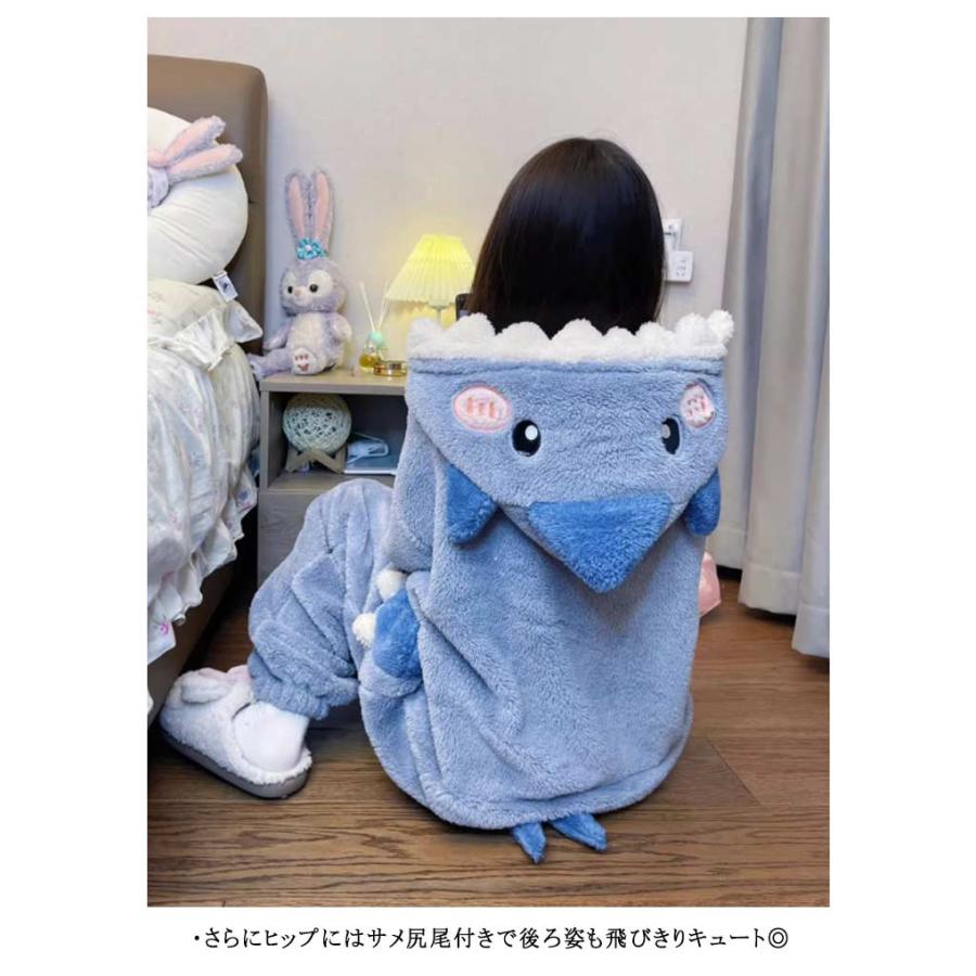 パジャマ ルームウェア 厚手 着ぐるみ オールインワン かわいい レディース フード付き 長袖 防寒 暖かい フリース 動物 部屋着 ジップアップ 前 |  | 10