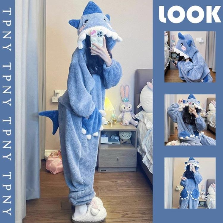 パジャマ ルームウェア 厚手 着ぐるみ オールインワン かわいい レディース フード付き 長袖 防寒 暖かい フリース 動物 部屋着 ジップアップ 前 |  | 01