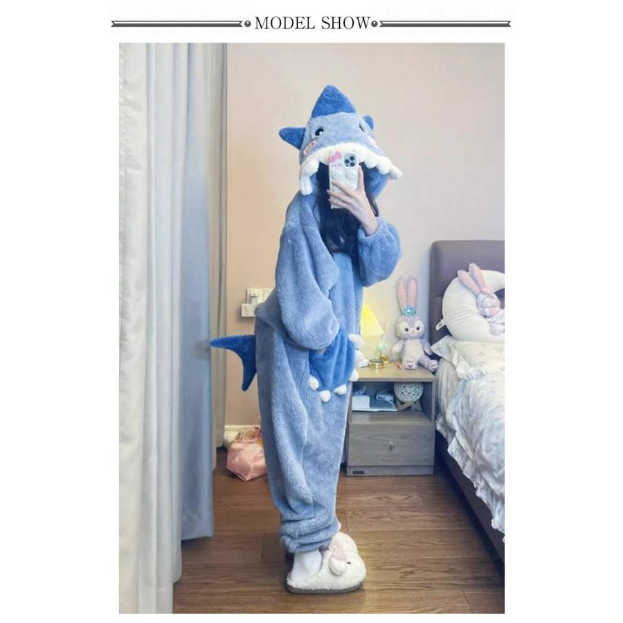 パジャマ ルームウェア 厚手 着ぐるみ オールインワン かわいい レディース フード付き 長袖 防寒 暖かい フリース 動物 部屋着 ジップアップ 前 |  | 06