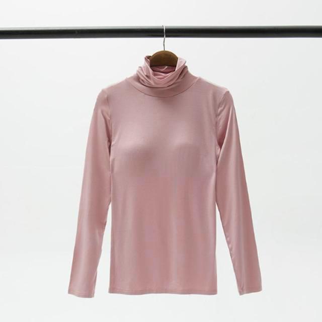 カップ付き ブラトップ レディース ハイネック Tシャツ ストレッチ タートルネック 大きいサイズ カットソー カップ付き カップ付きインナー 肌着 |  | 02