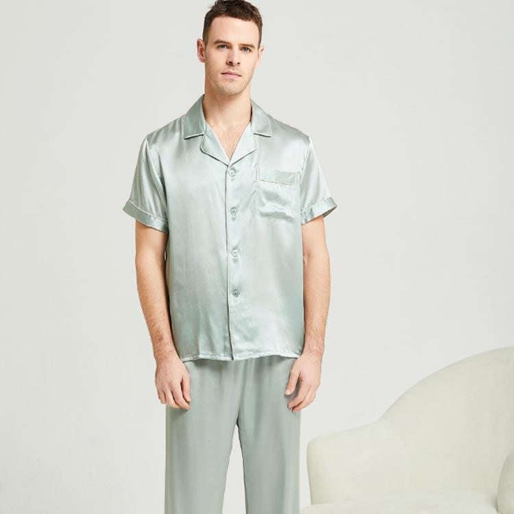 シルク100％パジャマ メンズ 半袖 無地 絹100％ 6A メンズパジャマ 前開き 上下セット サテン 長袖 ナイトウェア 寝巻 冷えとり 暖かい 通年 冷え対策 ルーム【送料無料】寝巻き 上下セット 安眠 父の日 敬老の日 プレゼント ギフト シルク100％パジャマ メンズ 半袖 無地 絹100％ 6A メンズパジャマ 前