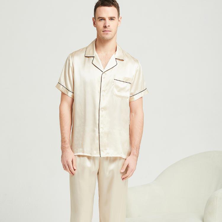 シルク100％パジャマ メンズ 半袖 無地 絹100％ 6A メンズパジャマ 前開き 上下セット サテン 長袖 ナイトウェア 寝巻 冷えとり 暖かい 通年 冷え対策 ルーム寝巻き 上下セット 安眠 父の日 敬老の日 プレゼント ギフト シルク100％パジャマ メンズ 半袖 無地 絹100％ 6A メンズパジャマ 前