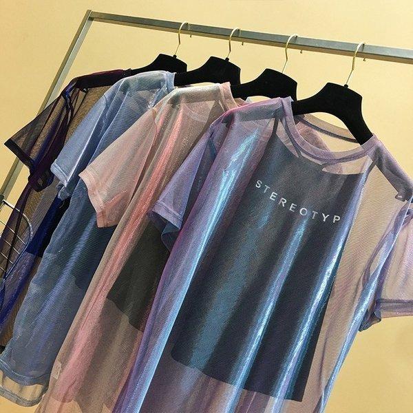 カットソー シースルー キャミソール インナー セット Tシャツ トップス 半袖 透け感 肌見せ 重ね着 ダンス 衣装 派手 |  | 04