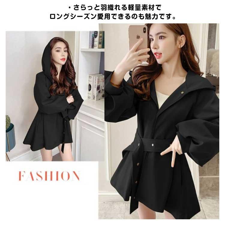 スプリングコート ハーフ丈 ロングコート アウター ボリューム袖 トレンチコート フレア ポケット付き Vネック フード付き Aライン トレンチコート |  | 11