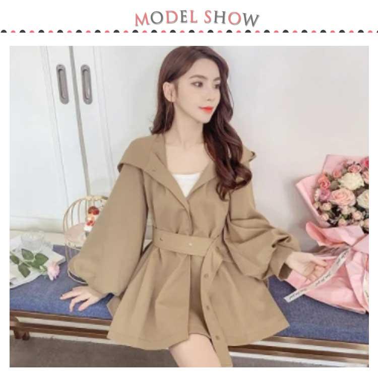 スプリングコート ハーフ丈 ロングコート アウター ボリューム袖 トレンチコート フレア ポケット付き Vネック フード付き Aライン トレンチコート |  | 07