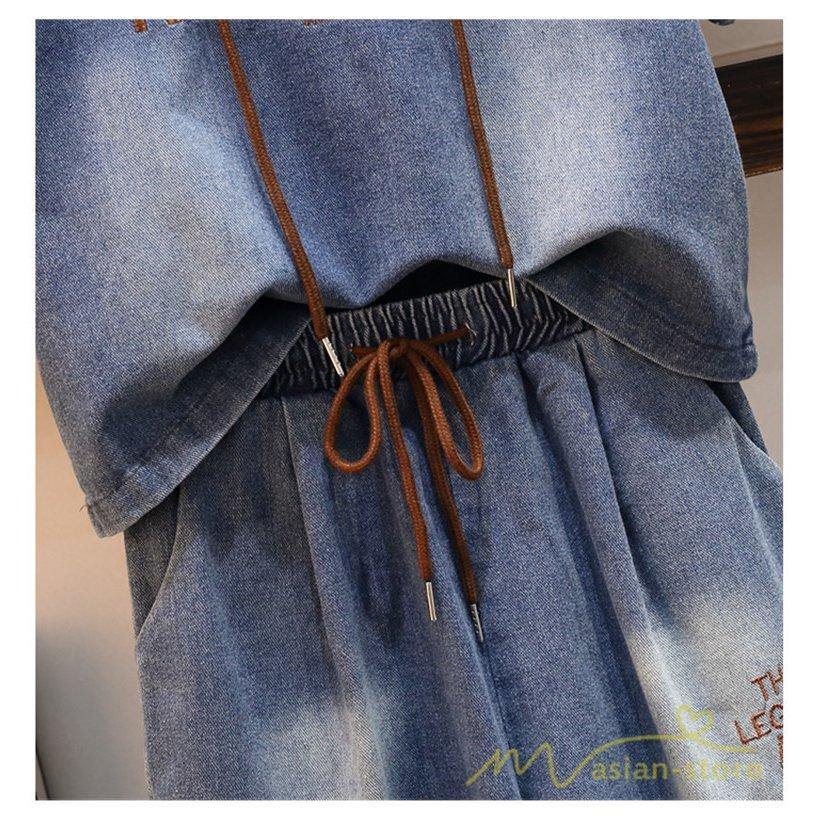 セットアップ レディース パーカー 半袖 フード付き プルオーバー ショートパンツ デニム 2点セット 上下 トップス 夏 パンツ 夏服 カジュアル |  | 11