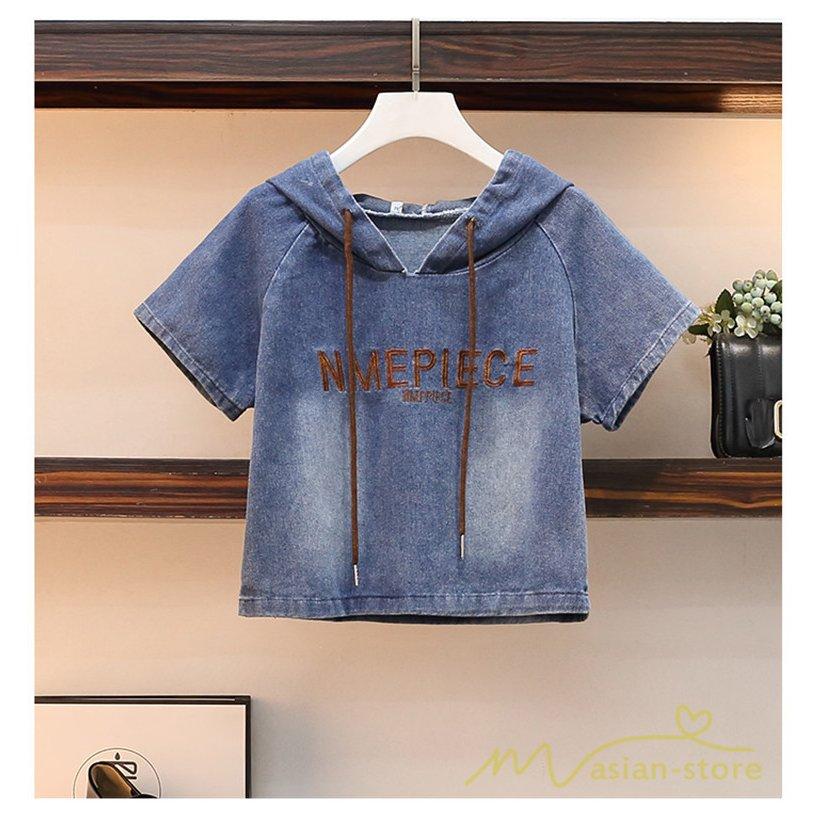 セットアップ レディース パーカー 半袖 フード付き プルオーバー ショートパンツ デニム 2点セット 上下 トップス 夏 パンツ 夏服 カジュアル |  | 13