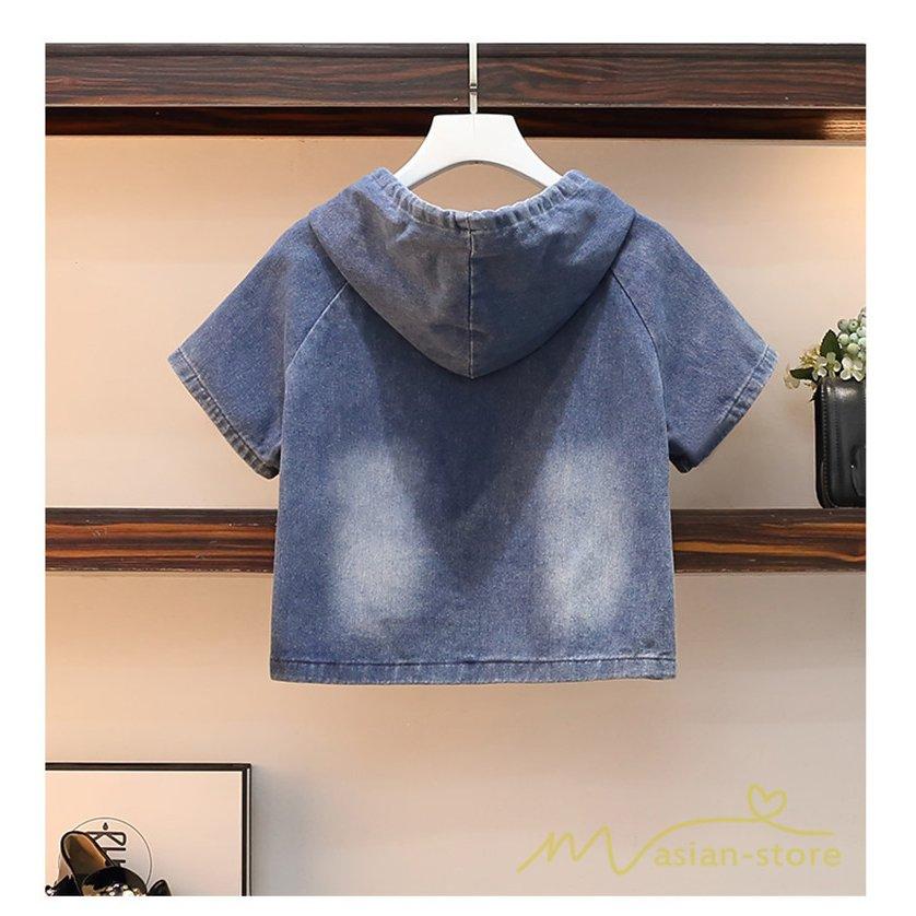 セットアップ レディース パーカー 半袖 フード付き プルオーバー ショートパンツ デニム 2点セット 上下 トップス 夏 パンツ 夏服 カジュアル |  | 05