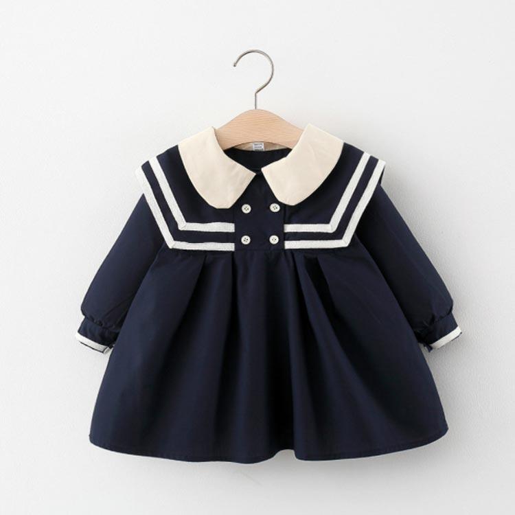 ワンピース 長袖 キッズ ベビー 子供服 フォーマル ドレス 送料無料 女の子 春秋 セーラー風 セーラー服風 入学式 ガールズ 可愛い 女児 受験 |  | 01