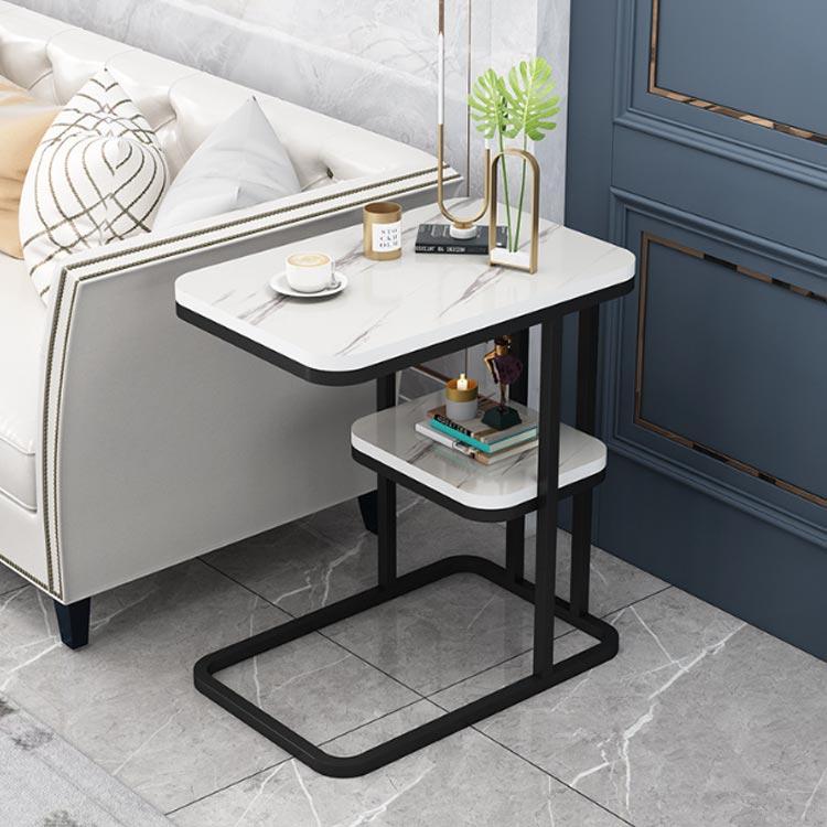 見せる収納S型サイドテーブル シンプル ブラック 大理石調