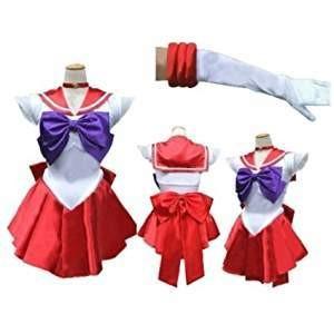 ハロウィン 美少女戦士セーラームーン風 火野レイ コスプレ衣装 レッドmサイズ セーラーマーズ 4点セット お金を節約 忘年会