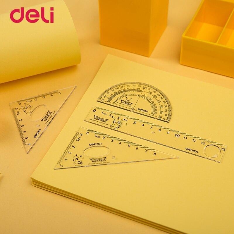 ポケモン ピカチュウ 三角定規 分度器 プラスチック 定規セット Deli 4点セット Ae 0 台町商会 通販 Yahoo ショッピング
