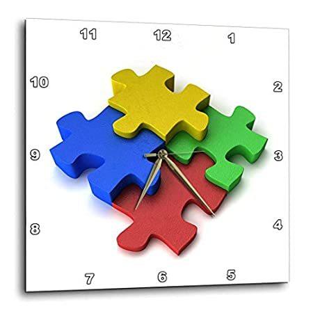 正規品! 10 Clock, Wall - Autism Design Puzzle Colorful 3dRose by (DPP_15499 10-Inch 掛け時計、壁掛け時計