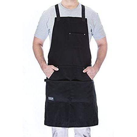 (Black) Hudson Durable Goods Professional Grade Chef Apron for Kitchen,
