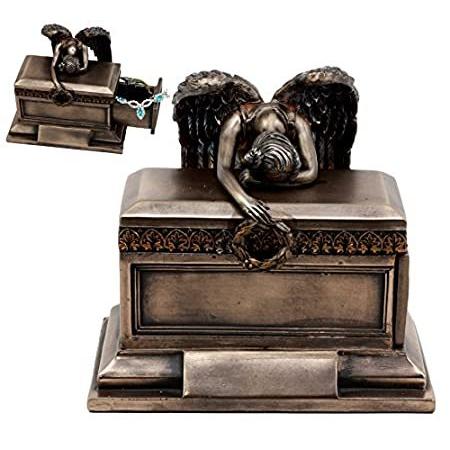 【返品?交換対象商品】 Angel Weeping Bronzed Ebros Holding 6 Figurine Urn Small Box Jewelry Wreath オブジェ、置き物